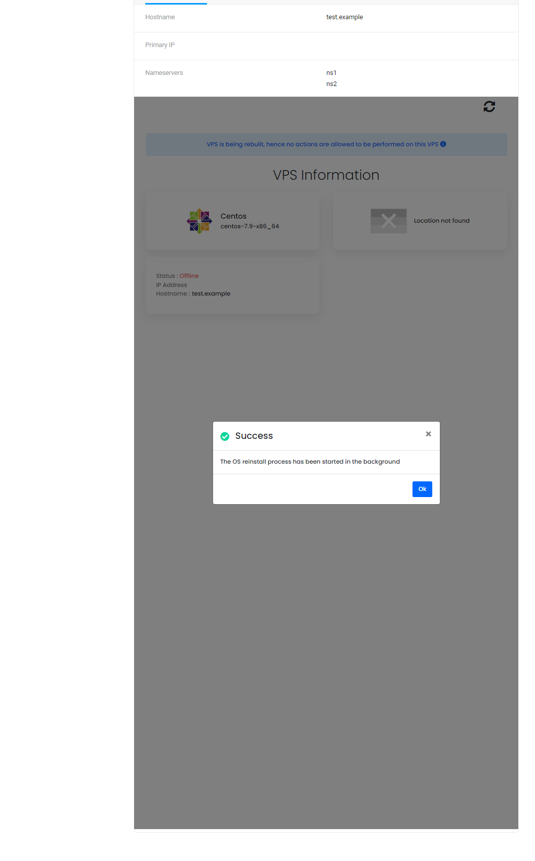 VPS Offline QuickServers OS Reinstall